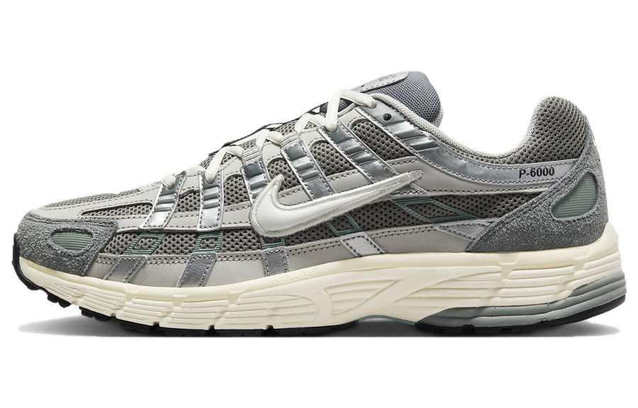 Nike Nike P 6000 Vintage Low top Casual City Commuting Running Shoes Unisex White Silver