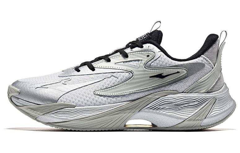Erke Versatile Cushioning Slip Resistant Abrasion Resistant Low top Running Shoes Men's Silver Black