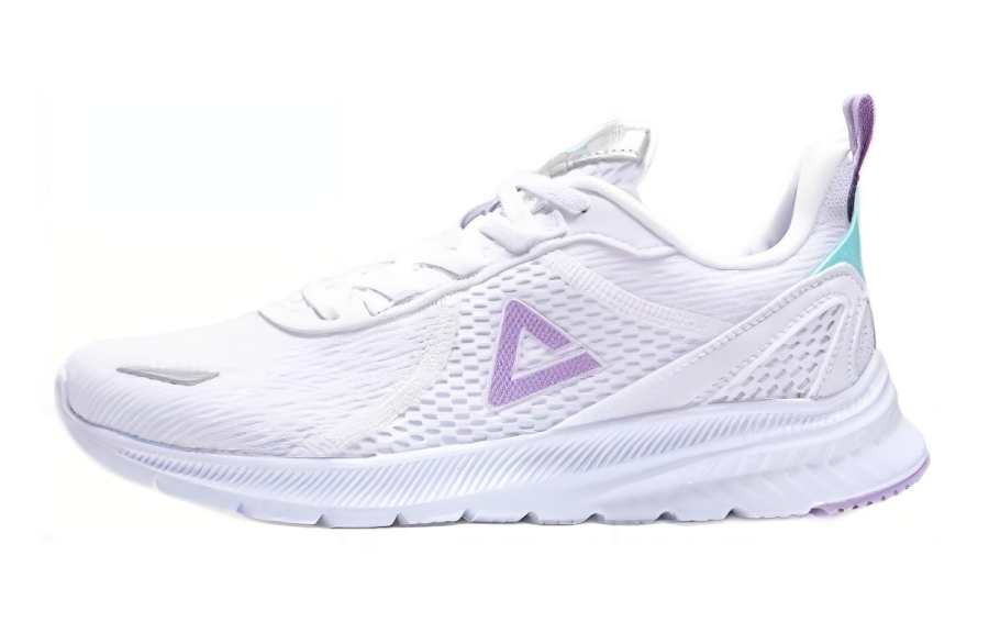 PEAK Qingyi Comfortable Fabric Cushioning Slip Resistant Abrasion Resistant Low top Running Shoes Women's White Purple