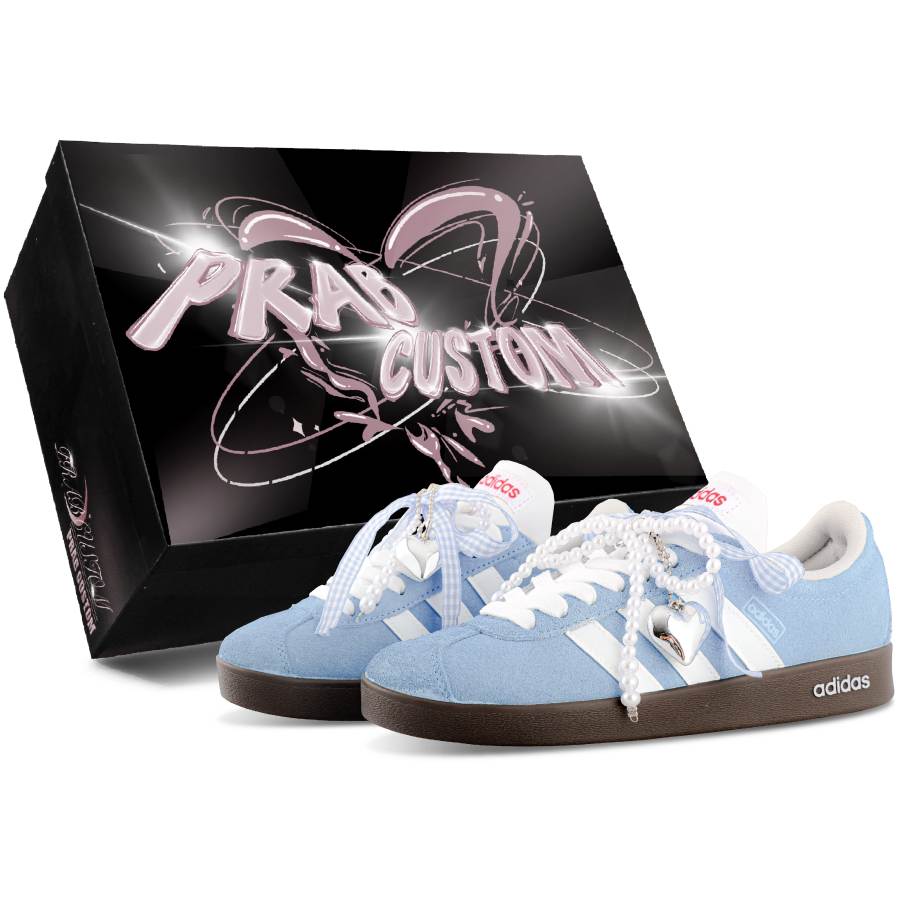 Adidas Adidas VL COURT 2.0 Synthetic Leather, Split Cow Leather Abrasion Resistant Low top Skateboard Shoes Unisex Blue
