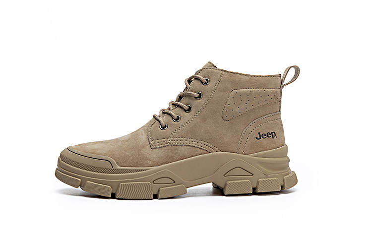 Jeep Top Grain Pig Leather Abrasion Resistant Cushioning Short Outdoor Boots Women's Sand