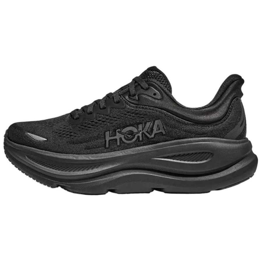 HOKA ONE ONE Bondi 9 Synthetic Leather Breathable Low top Casual Long Distance Running Shoes Men's Black