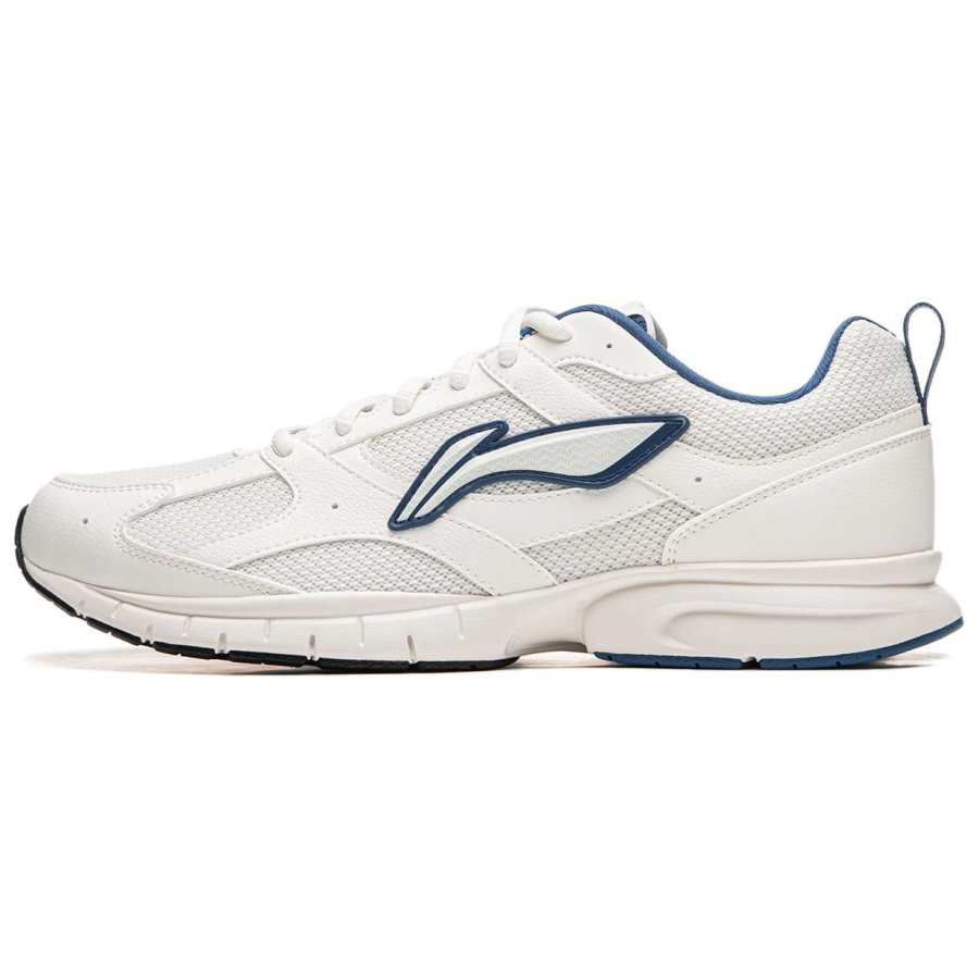 Li-Ning Li Ning R037 Fabric Cushioning Slip Resistant Abrasion Resistant Breathable Low top Running Shoes Men's White Blue