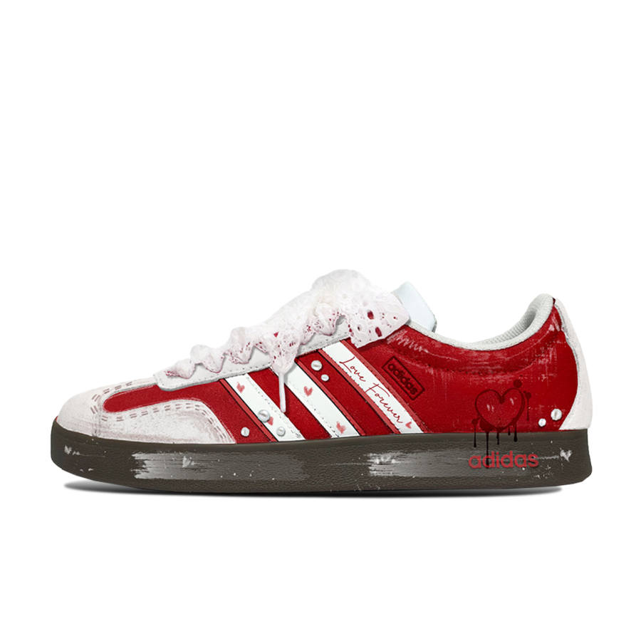 Adidas Adidas VL COURT 2.0 Good Luck Heart Abrasion Resistant Abrasion Resistant Low top Skateboard Shoes Unisex Red White