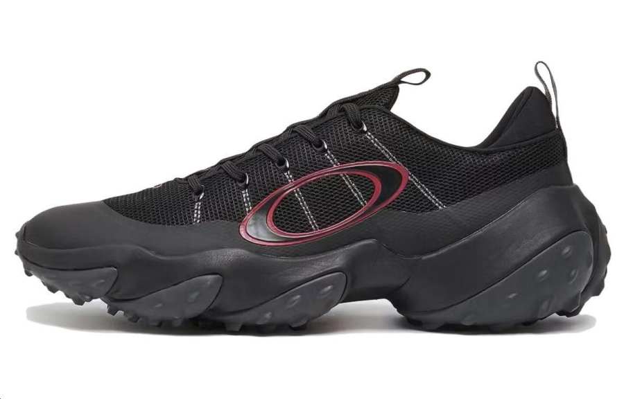 Oakley Edge Fle Cushioning Slip Resistant Abrasion Resistant Low top Golf Shoes Men's Black Red