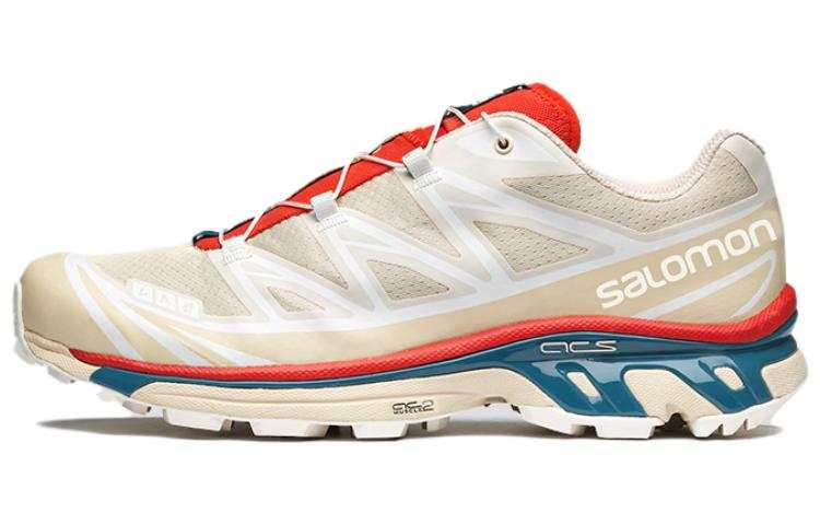 SALOMON XT 6 Fabric Low top Casual Trail Running Training City Commuting Running Shoes Unisex Beige Gray