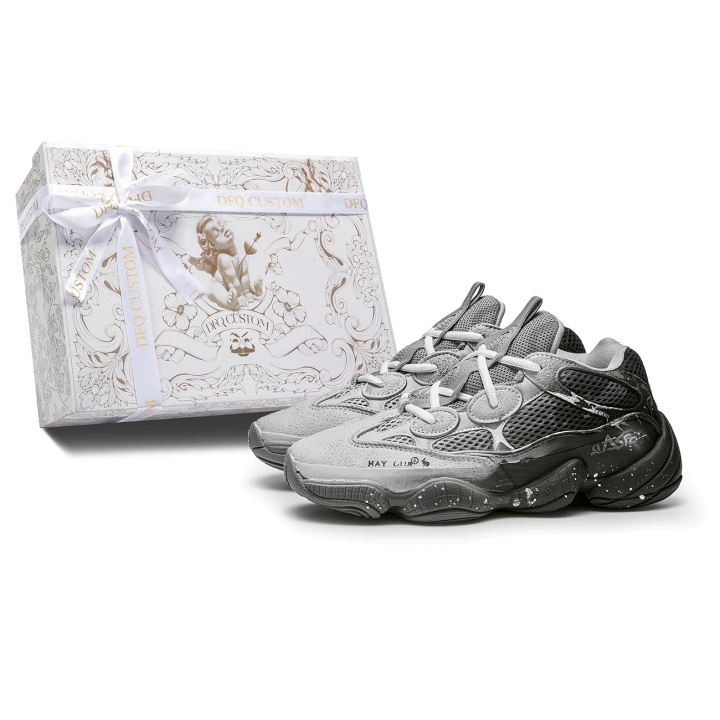 Adidas Adidas Yeezy 500 Box With Concealed Crack Slip Resistant Slip Resistant Low top Chunky Sneakers Unisex Black Gray