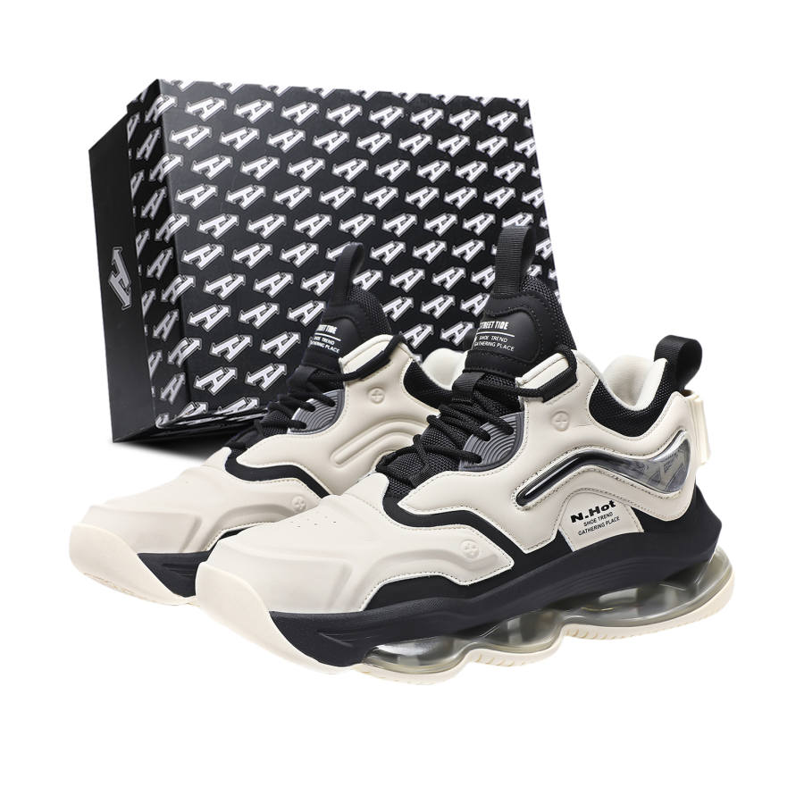 N·HOT Synthetic Leather Slip Resistant Height Increasing Mid top Air Cushion Running Shoes Men's