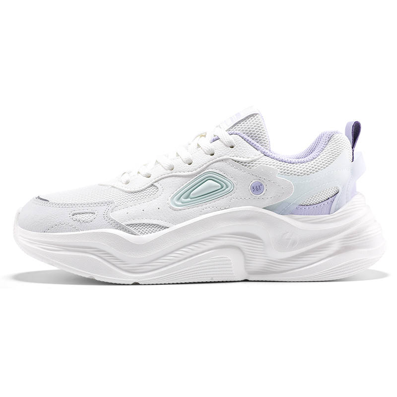 361° Coverage Lightweight Cushioning Low top Casual Running Shoes Women's White Purple Green