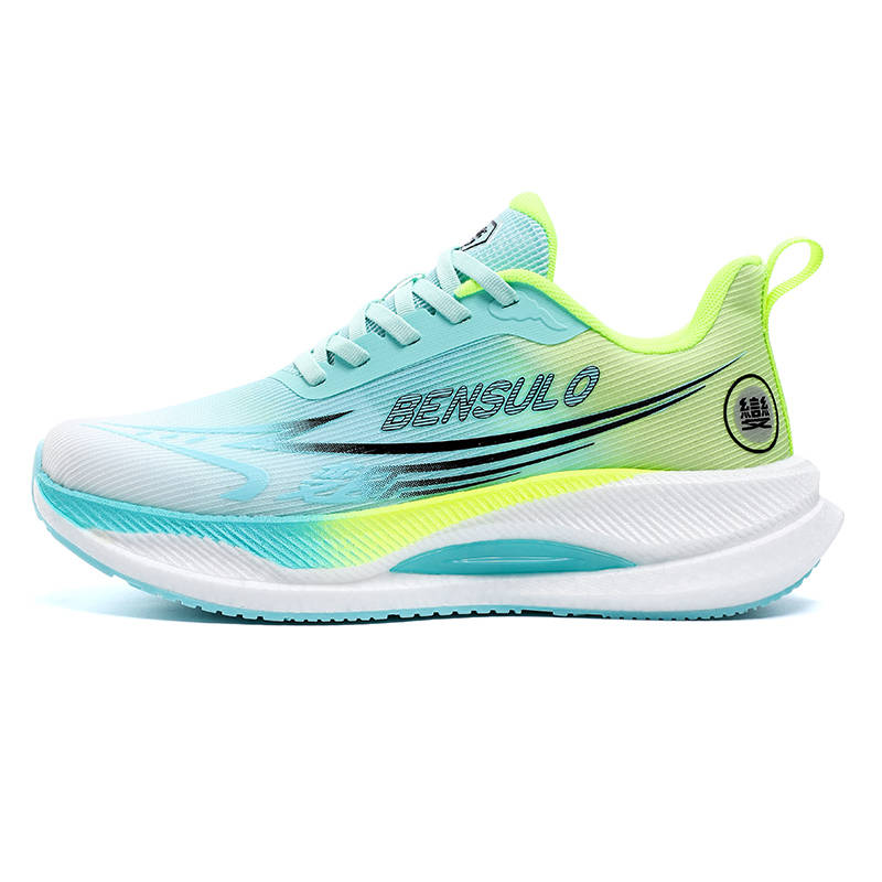 BIANSULONG Cushioning Slip Resistant Abrasion Resistant Low top Casual Sprint Running Shoes Men's Lime Green