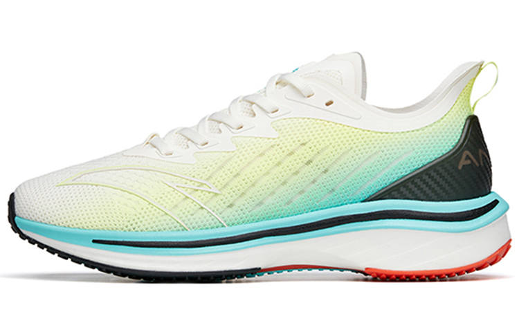 ANTA MACH 1.0 Running Shoes Men's Low Top Ivory White/Dazzling Neon Yellow/Fluorescent Aqua Green