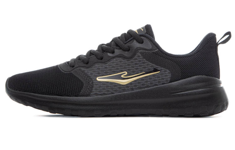 Erke Breathable And Resilient Low top Running Shoes Men's Black Gold