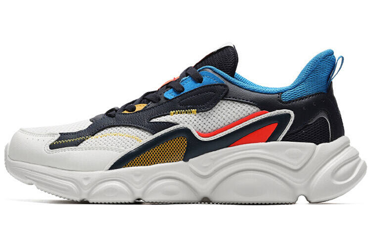 361° Fashion Trend Mesh, Synthetic Leather Cushioning Breathable Lightweight Low top Running Shoes Men's White Blue