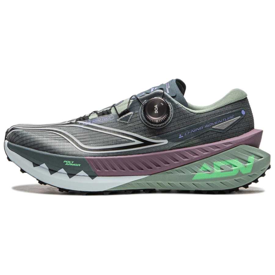Li-Ning Li Ning Luo PRO V2 Cushioning Slip Resistant Abrasion Resistant Rebound Low top Running Shoes Men's Gray Green