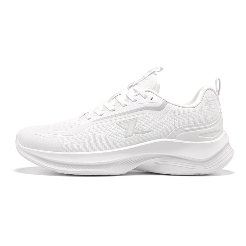XTEP Synthetic Leather Cushioning Slip Resistant Abrasion Resistant Low top Running Shoes Men's Sail White