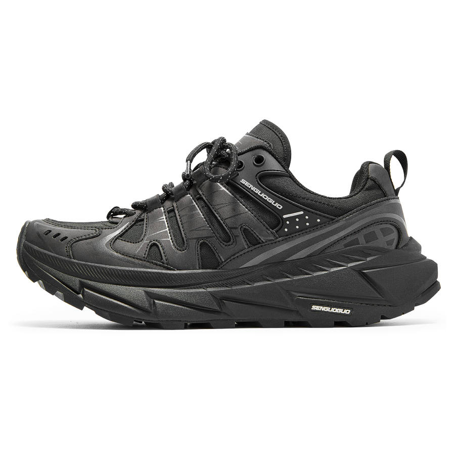 SENGUOGUO Cushioning Abrasion Resistant Breathable Low top Chunky Sneakers Unisex Black
