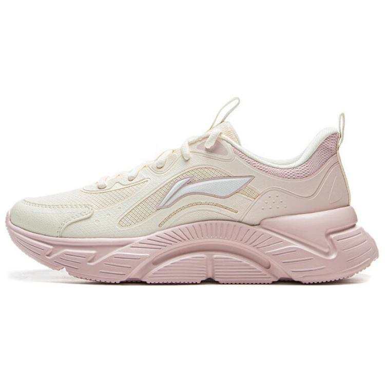 Li-Ning Li Ning Low top Casual City Commuting Running Shoes Women's Beige White Pink