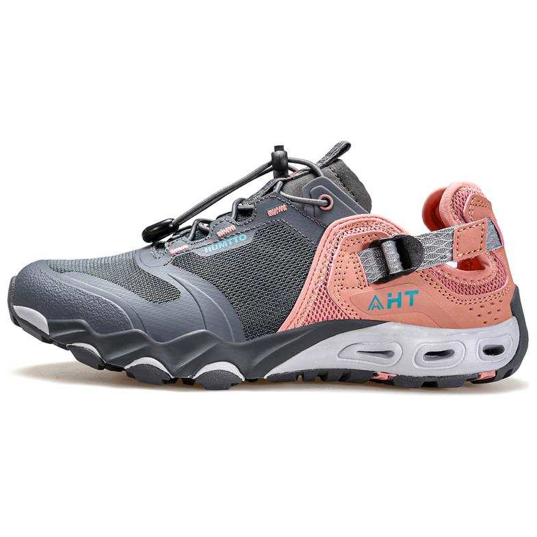 HUMTTO Slip Resistant Abrasion Resistant Slip Resistant Abrasion Resistant Outdoor Shoes Women's Gray Blue Pink