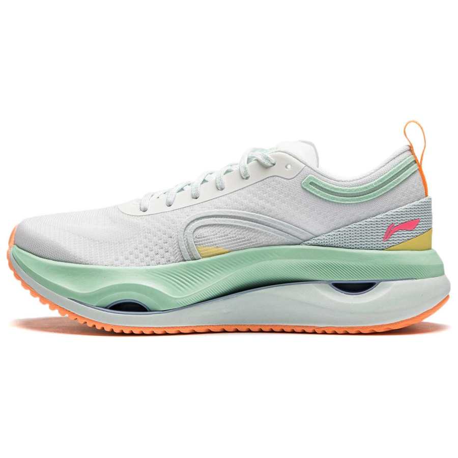 Li-Ning Li Ning Cushioning Slip Resistant Abrasion Resistant Lightweight Rebound Low top Running Shoes Women's White Blue