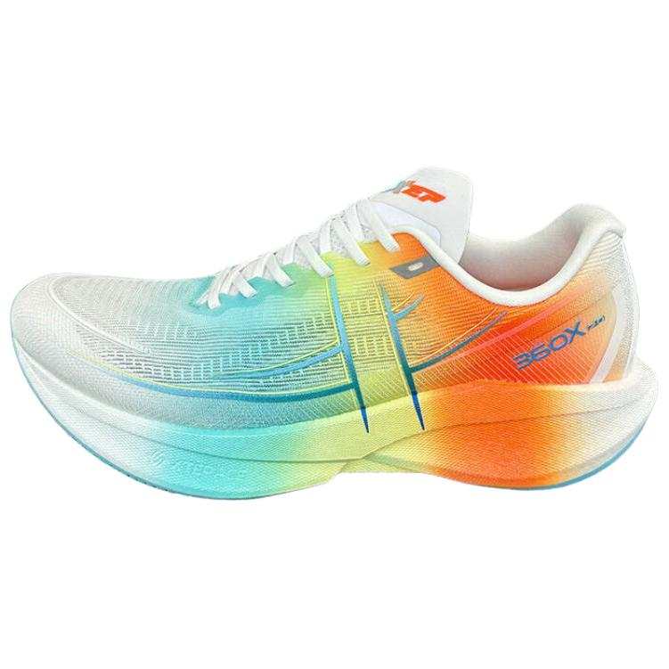 XTEP 360X 2.0 Low top Carbon Plate Marathon Training Running Shoes Men's White Cyan Orange