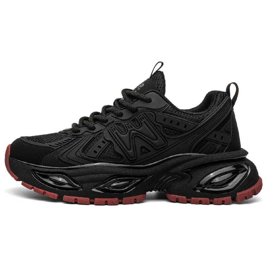 JEEP SPIRIT Cushioning Abrasion Resistant Breathable Height Increasing Low top Chunky Sneakers Men's Graphite Black