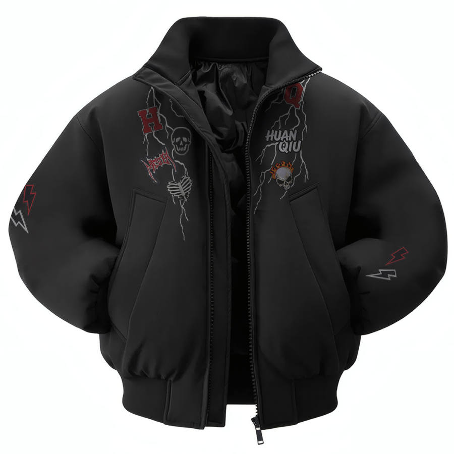 HUANQIU Puffer Jackets Unisex Stand Collar Thickened Puffer Jacket