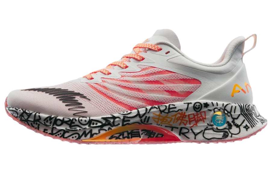 Anta MACH 3.0 Hug Buddha's Feet Cushioning, Wear Resistant Low top Running Shoes Men's White Pink