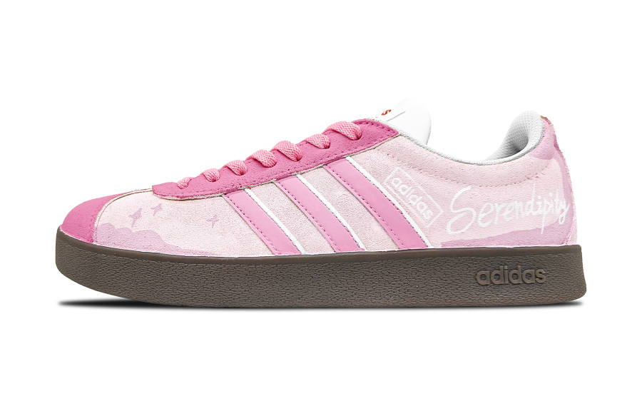 Adidas Adidas VL COURT 2.0 Cherry Blossom Season Slip Resistant Abrasion Resistant Low top Skateboard Shoes Unisex Pink White