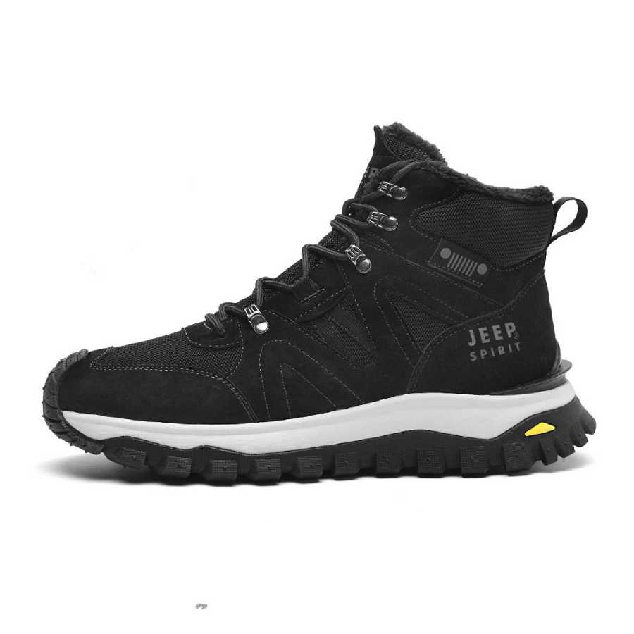 JEEP SPIRIT Black Myth Abrasion Resistant Impact Resistant Thermal High top Outdoor Shoes Men's Black