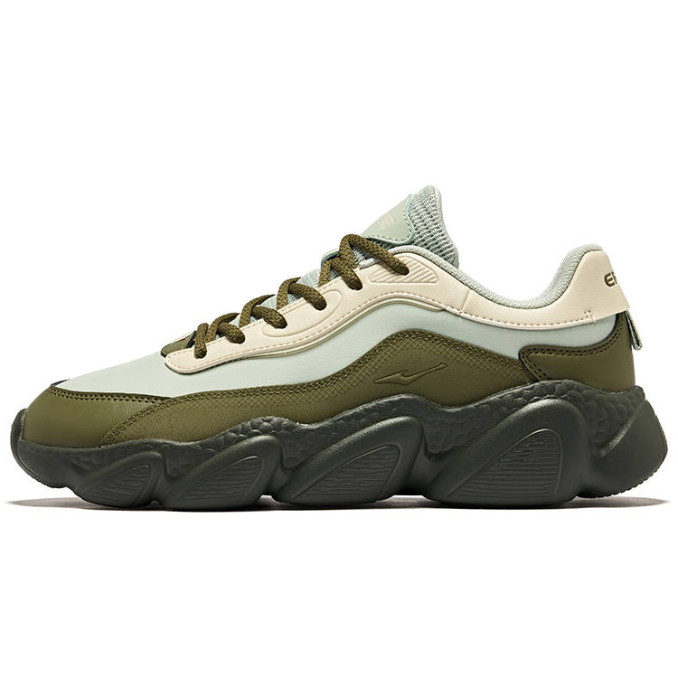 Erke Sweetheart 2 Leather Surface Slip Resistant Lightweight Non slip Lightweight Low top Chunky Sneakers Men's Green