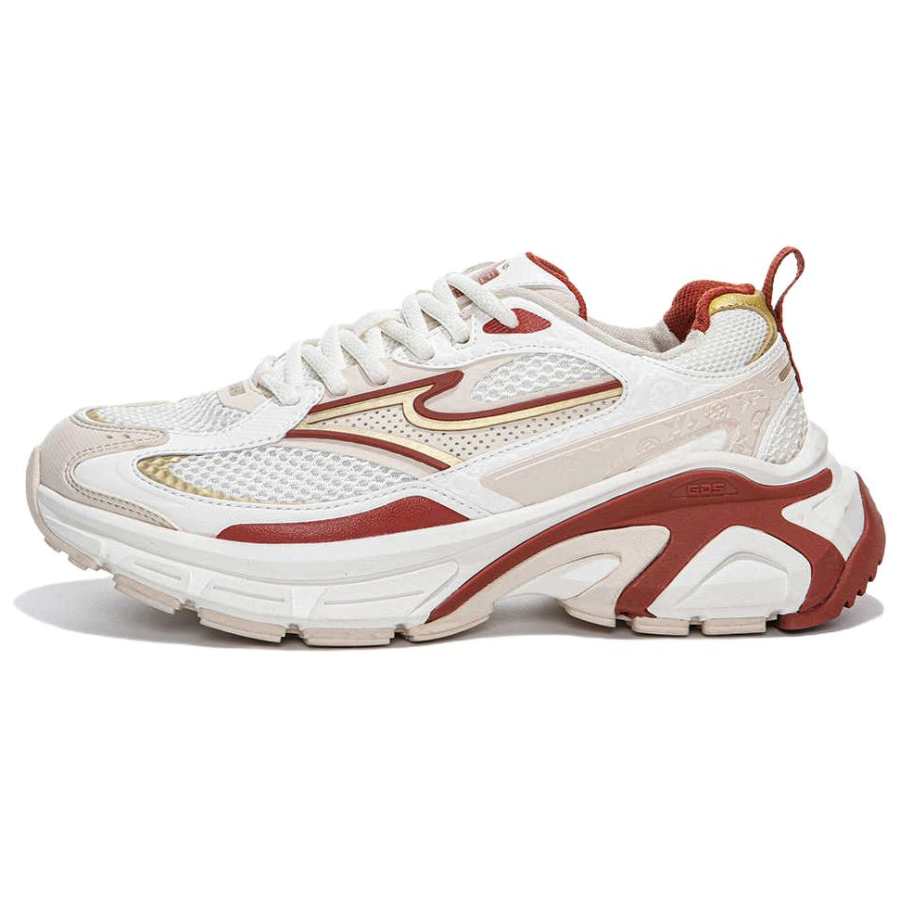 Erke Slip Resistant Abrasion Resistant Low top Casual Running Shoes Women's White Beige Red