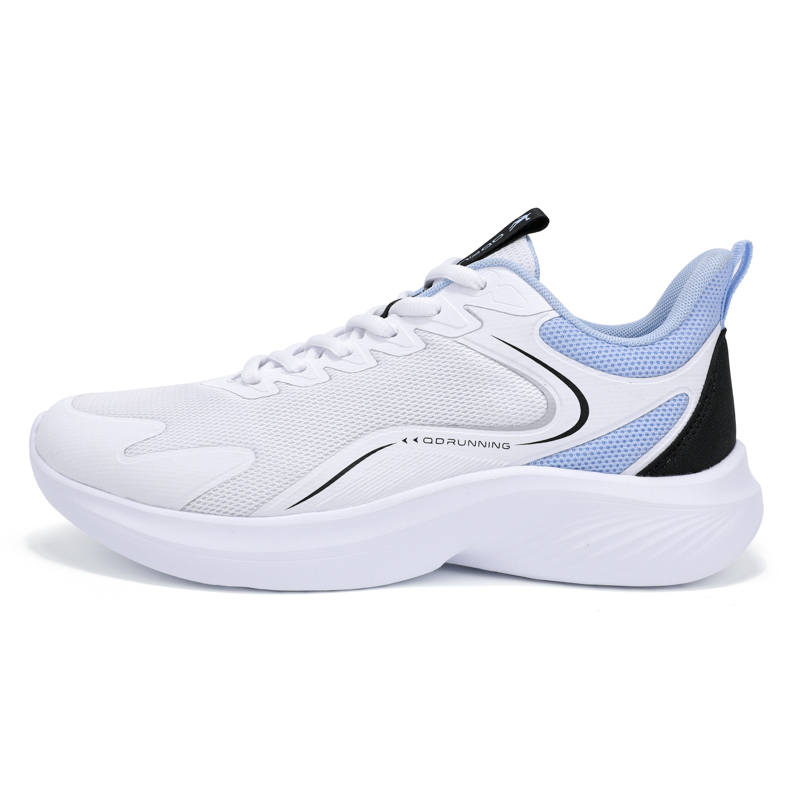 QIAODAN Textile, Synthetic Leather Low top Running Shoes Men's White Blue
