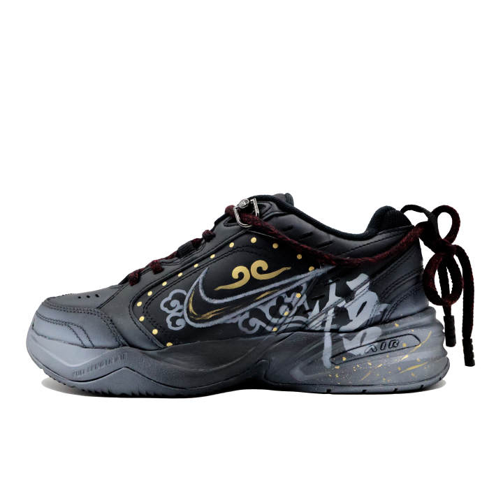 Nike Nike Air Monarch 4 Slip Resistant Abrasion Resistant Low top Chunky Sneakers Unisex Black Gold