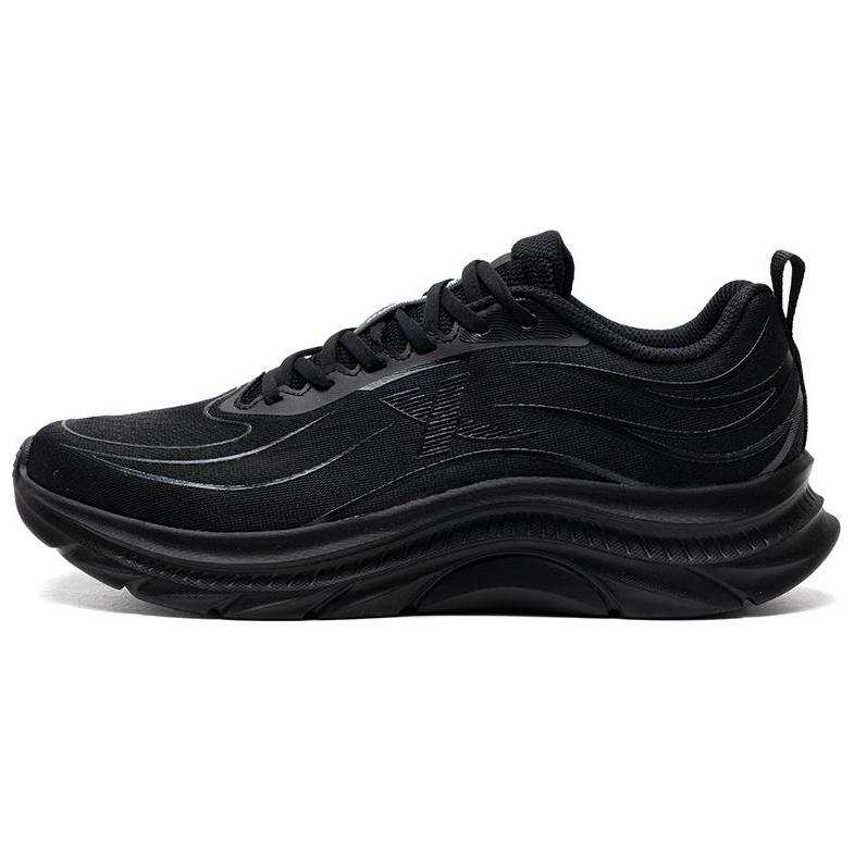 XTEP Breathable Mesh Cushioning Slip Resistant Low top Casual Running Shoes Men's Black