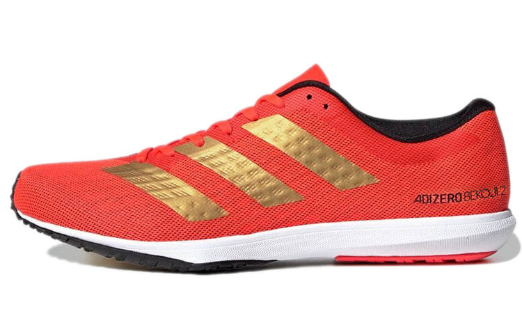 Adidas Adidas Adizero Bekoji Synthetic Leather, Textile Slip Resistant Low top Training Running Shoes Men's Red Gold