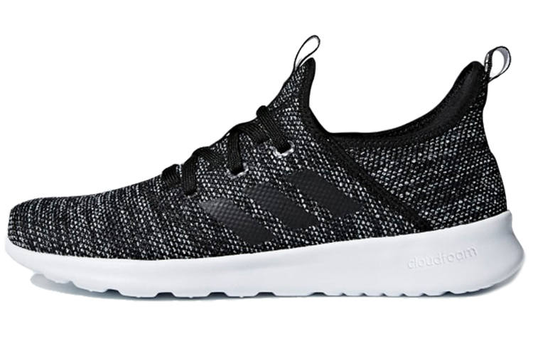 Adidas Neo Cloudfoam Fabric Cushioning Low top Casual Running Shoes Women's Carbon Black White