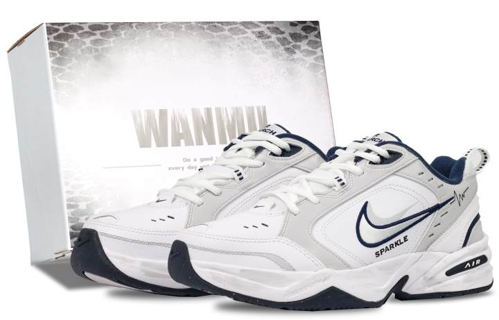Nike Nike Air Monarch 4 Gray Track Slip Resistant Abrasion Resistant Low top Chunky Sneakers Men's White Gray