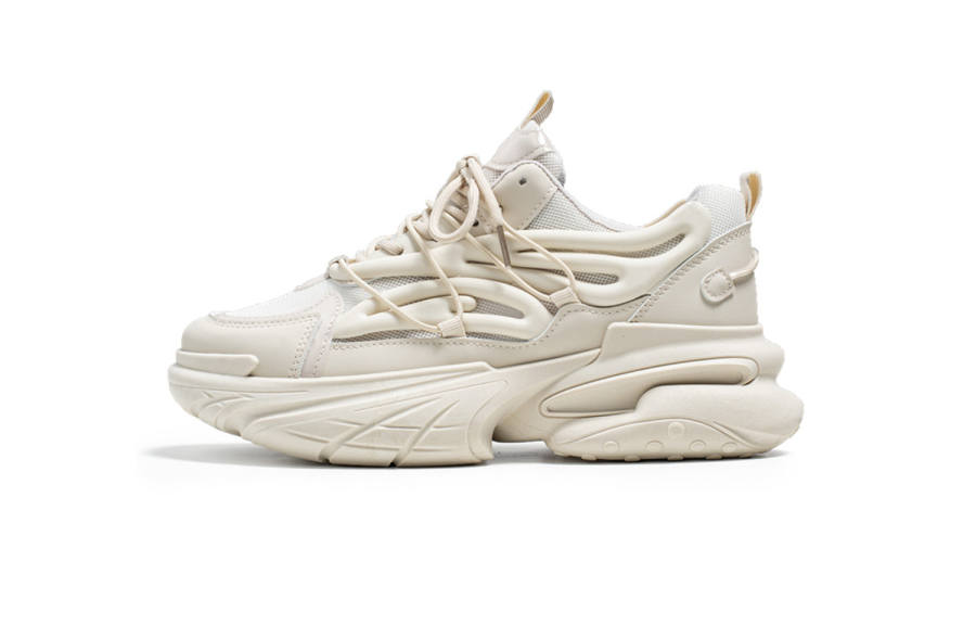 Meiretu Slip Resistant Abrasion Resistant Slip Resistant Abrasion Resistant Low top Chunky Sneakers Men's White