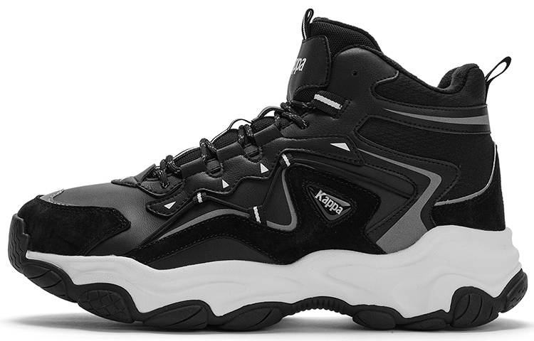 Kappa Textile, Synthetic Leather, Leather High top Chunky Sneakers Unisex Black