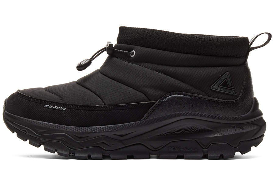 PEAK Cushioning Slip Resistant Abrasion Resistant Waterproof Coverage Thermal Mid top Outdoor Shoes Men's All Black