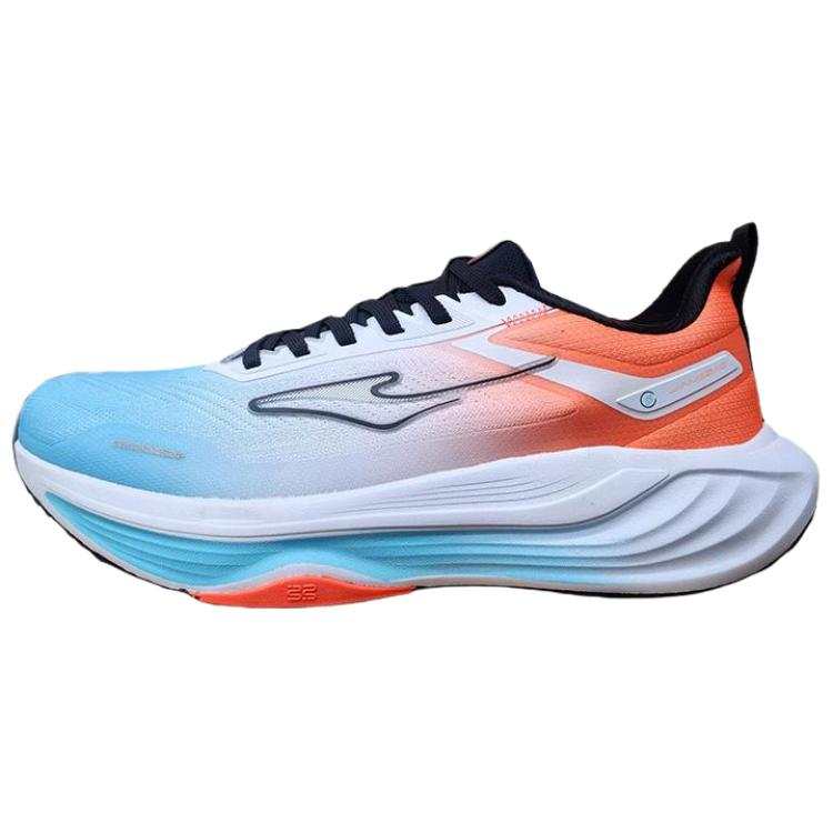 Erke Running Shoes Men's Low Top Light Aqua Blue, Fluorescent Orange