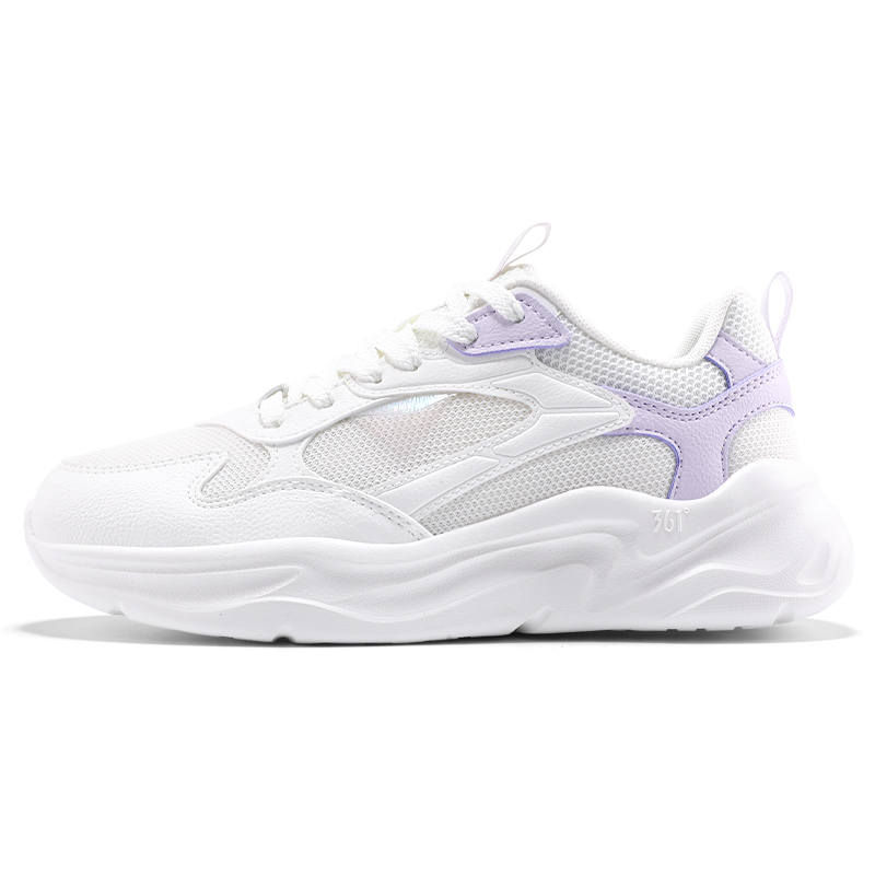 361° Lightweight Coverage Cushioning Low top Sprint Running Shoes Women's White Purple