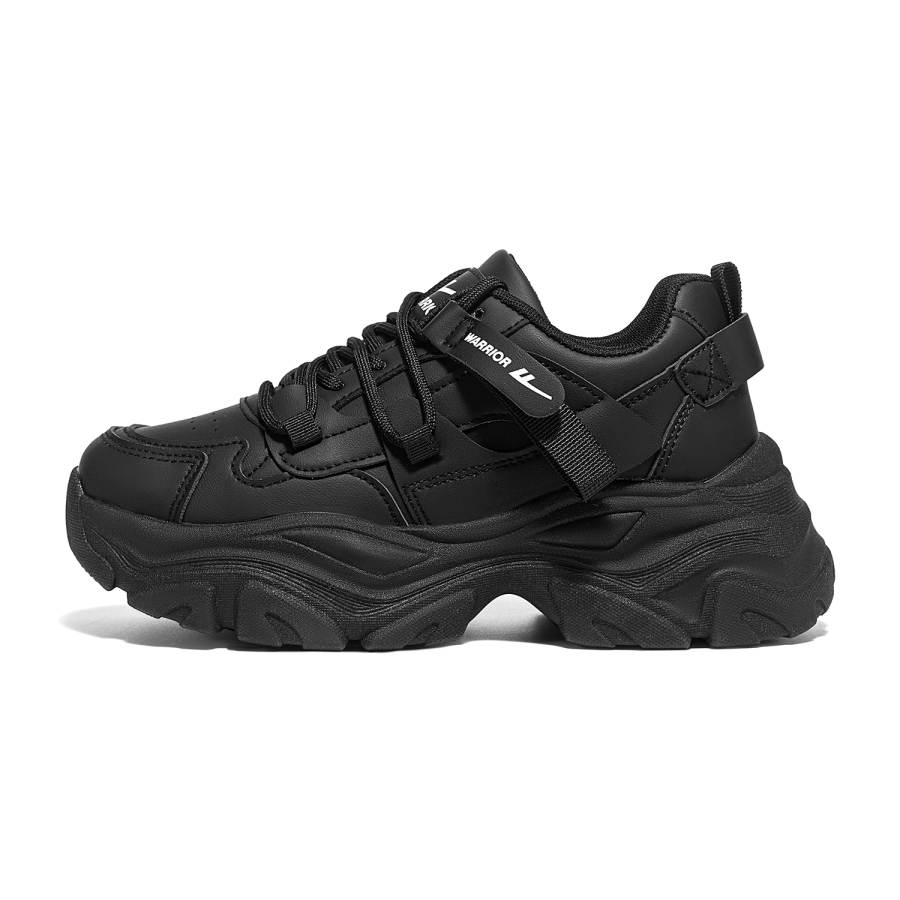 Warrior Cushioning Lightweight Height Increasing Low top Chunky Sneakers Women's Black
