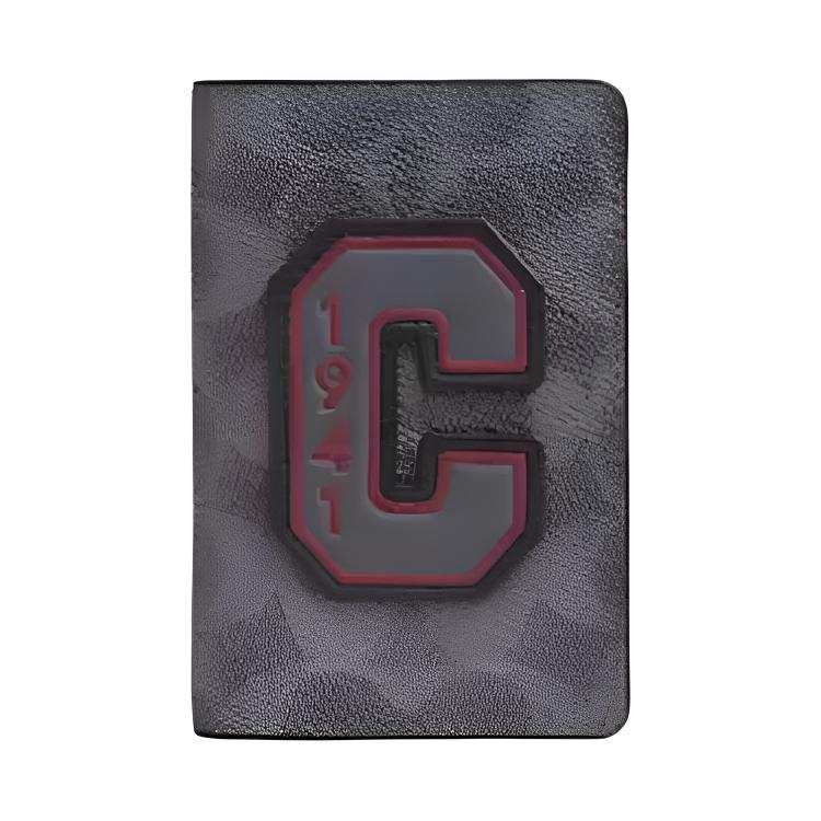 COACH COACH Signature Artificial Leather Card Holder Unisex Gray