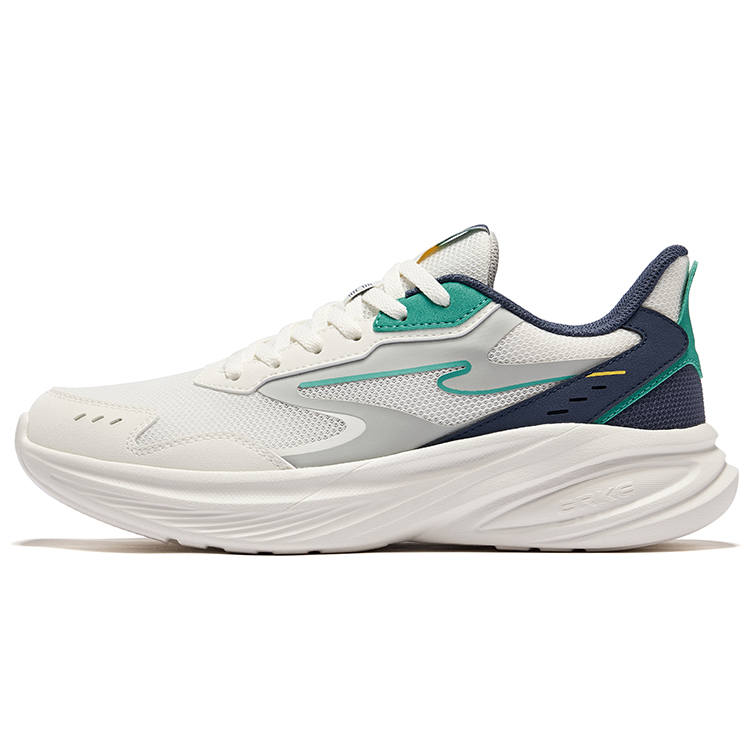 Erke Hunt Slip Resistant Lightweight Rebound Low top Running Shoes Men's Microcrystal White Gray Ink Blue