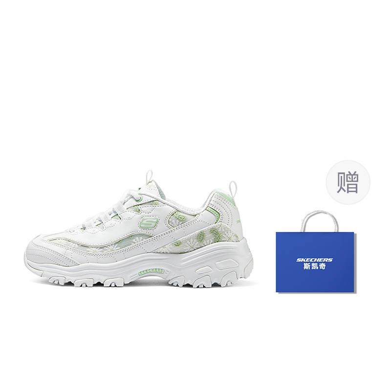 Skechers D'Lites 1.0 Flower Sea Bear Synthetic Leather Cushioning Breathable Cushioning Breathable Low top