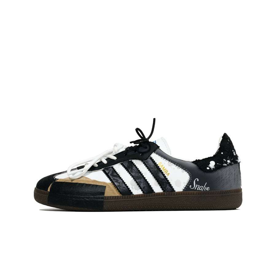 Adidas Originals SAMBA OG Da Vinci Custom, Serpent Auspicious, Black Snake Slip Resistant Abrasion Resistant
