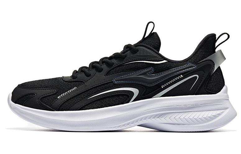 Erke Cushioning Slip Resistant Abrasion Resistant Low top Running Shoes Men's Jet Black Bright Silver