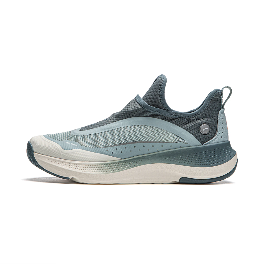 Li-Ning Li Ning SOFT GO Fabric Abrasion Resistant Breathable Low top Running Shoes Men's Gray Blue