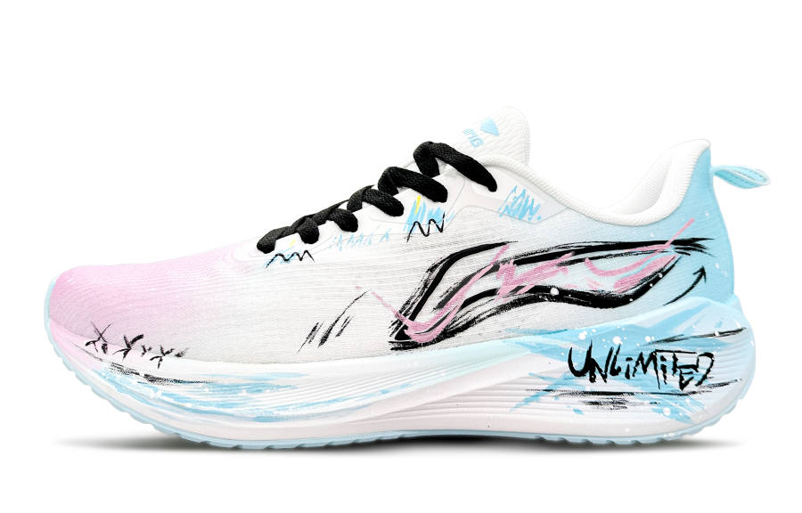 Li-Ning Li Ning Wuyue Cushioning Slip Resistant Breathable Low top Casual Running Shoes Men's Blue Pink